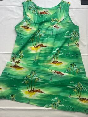 Vintage 1950s Hookano Made in Hawaii Scenic Tropical Muumuu Dress